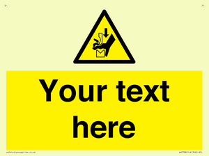 Custom warning hand crushing between press brake tool